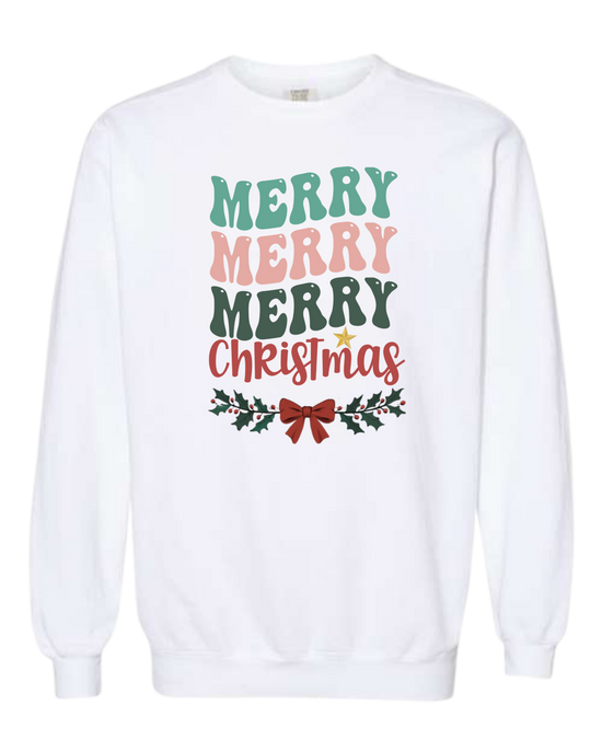 Merry Merry Merry Christmas - Comfort Colors - Sweatshirt - Assorted Colors