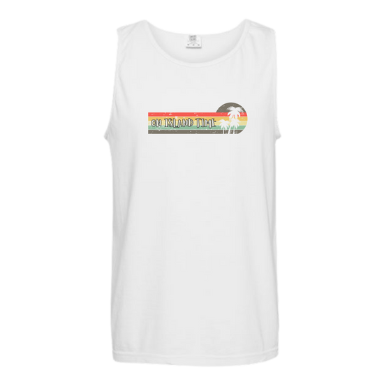 On Island Time - Comfort Colors - Unisex Tank - Neutral Colors & Blues
