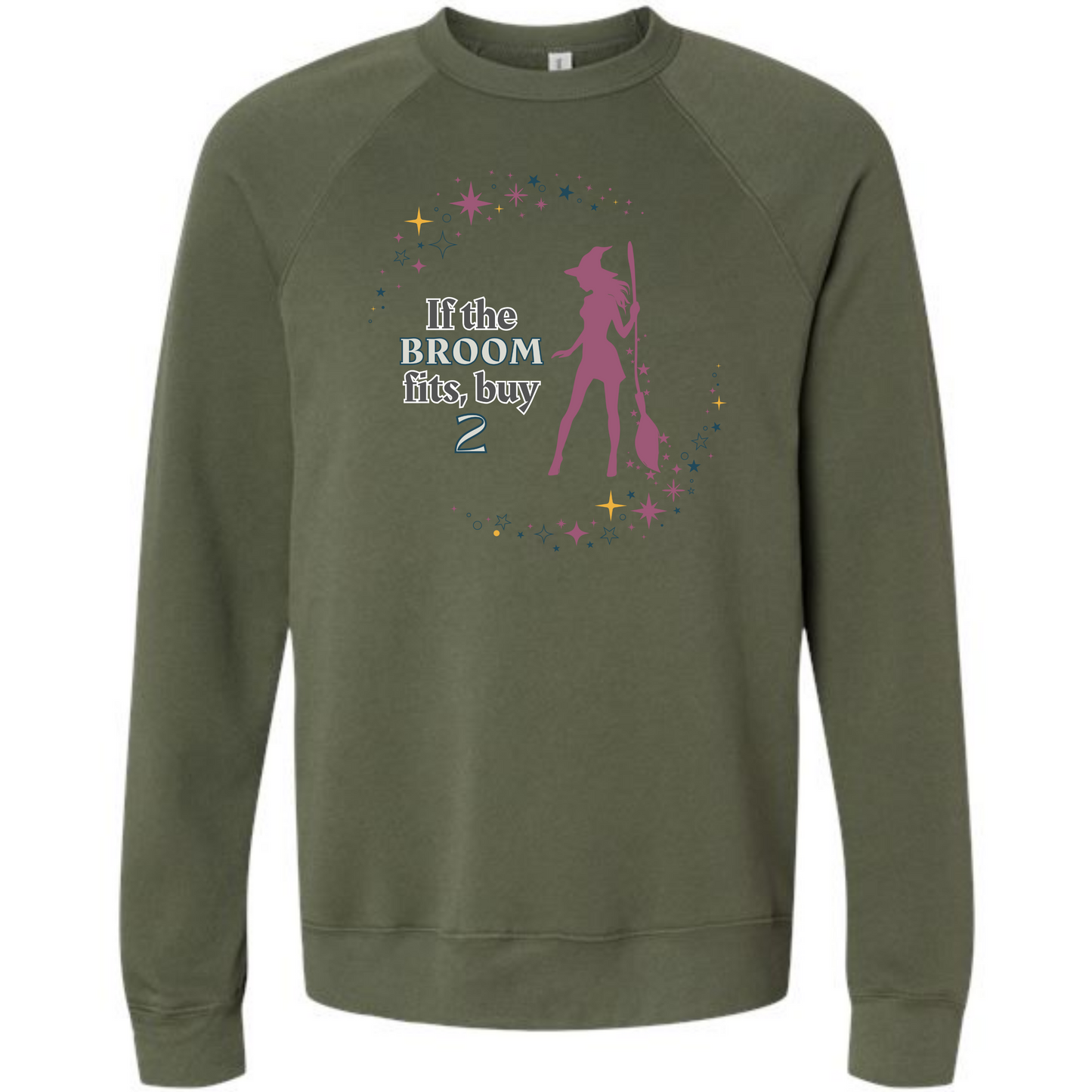 If The Broom Fits - Sponge Fleece Raglan Sweatshirt - Greens, Neutrals