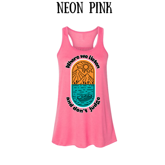 CP - Where We Listen and Don't Judge - Women's Flowy Racerback Tank