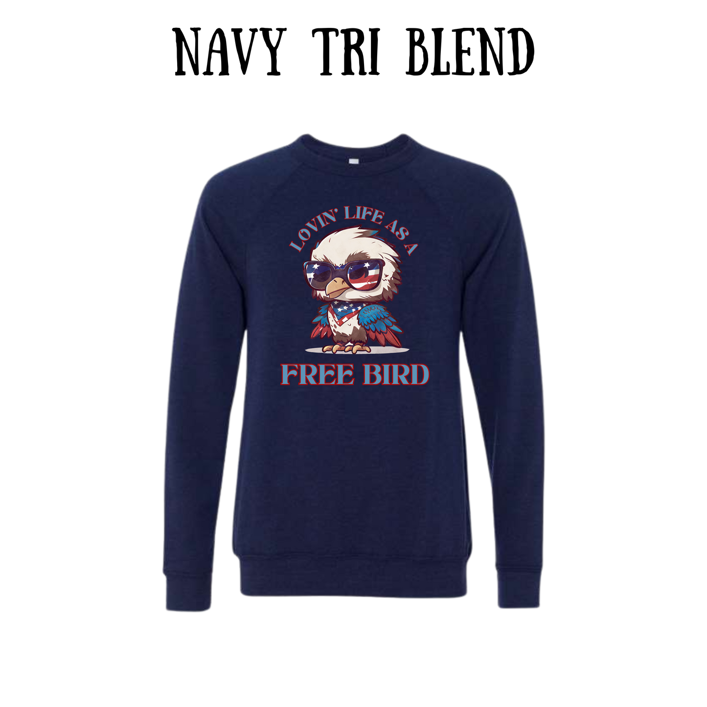 PP - Lovin' Life As A Free Bird - Sponge Fleece Raglan Sweatshirt - Blues, Purples
