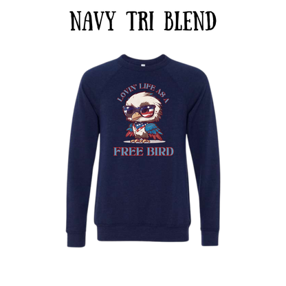 PP - Lovin' Life As A Free Bird - Sponge Fleece Raglan Sweatshirt - Blues, Purples