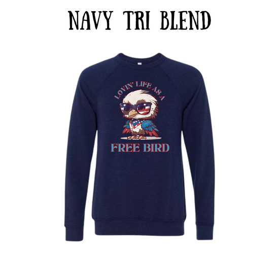 PP - Lovin' Life As A Free Bird - Sponge Fleece Raglan Sweatshirt - Blues, Purples