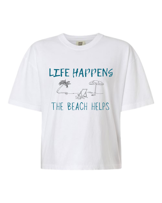 Life Happens The Beach Helps - Comfort Colors - Boxy T - Assorted Colors