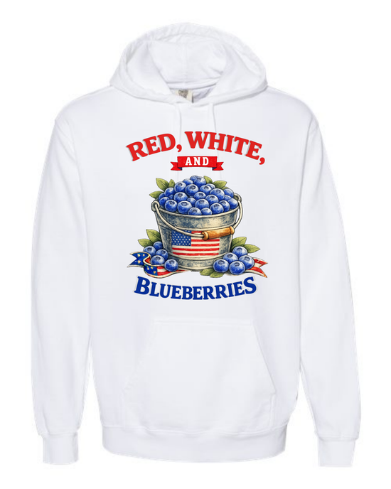 Red, White, And Blueberries - Comfort Colors - Hooded Sweatshirt - Assorted Colors