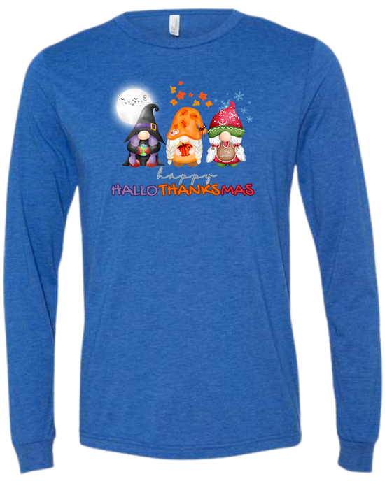Happy HalloThanksMas Gnomes - Unisex Long Sleeve - Assorted Colors