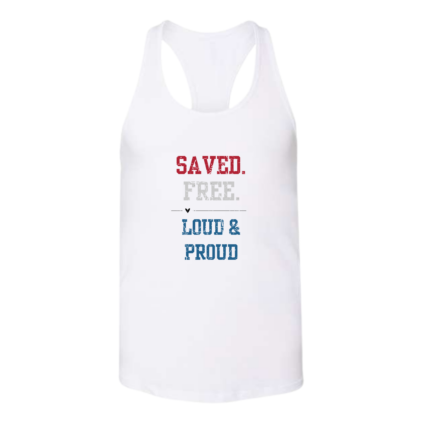 Saved. Free. Loud & Proud - Bella+Canvas - Women's Jersey Racerback Tank