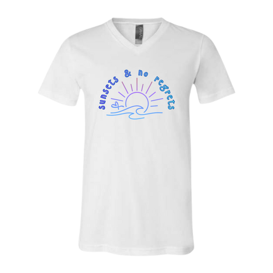 Sunsets & No Regrets - Bella+Canvas - Unisex V-Neck - Neutral Colors