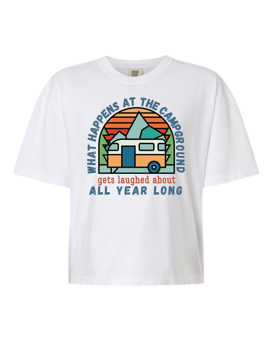 What Happens At The Campground - Comfort Colors - Boxy T - Assorted Colors
