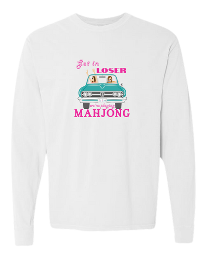 Get in Loser We're Playing Mahjong - Comfort Colors - Heavyweight Long Sleeve Tee - Neutral Colors