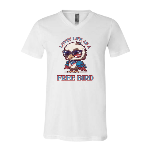 Lovin' Life as a Free Bird - Bella+Canvas - Unisex V-Neck - Neutral Colors