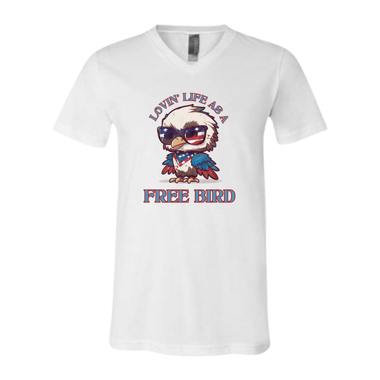 Lovin' Life as a Free Bird - Bella+Canvas - Unisex V-Neck - Neutral Colors