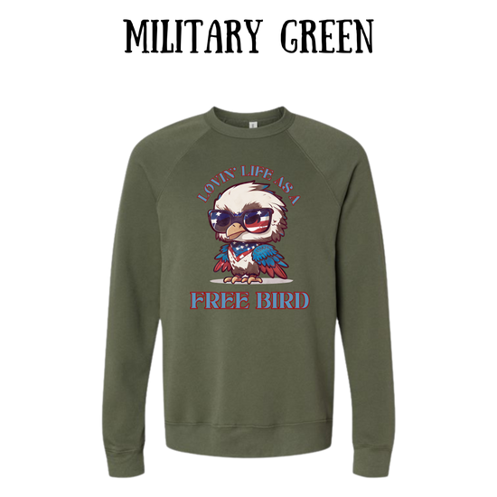 PP - Lovin' Life As A Free Bird - Sponge Fleece Raglan Sweatshirt - Greens, Neutrals