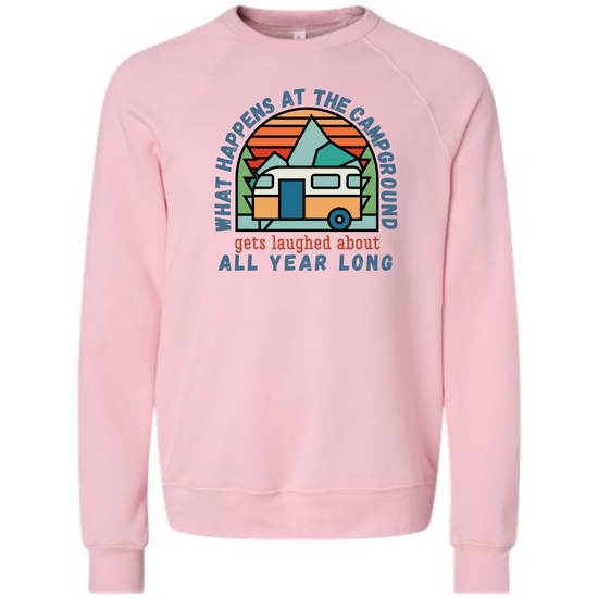 What Happens At The Campground - Sponge Fleece Raglan Sweatshirt - Assorted Colors