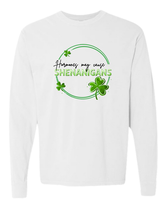 Hormones May Cause Shenanigans - Comfort Colors - Heavyweight Long Sleeve Tee - Neutral Colors