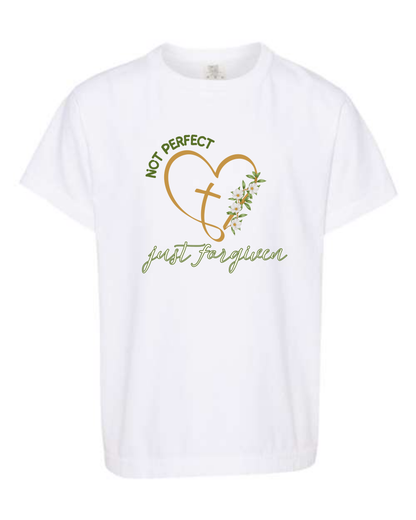 Not Perfect Just Forgiven - Comfort Colors - Heavyweight Youth Tee - Neutral Colors & Blues
