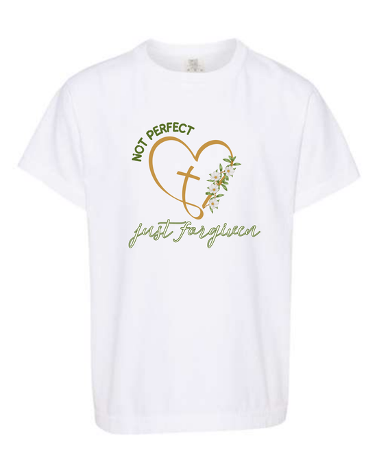 Not Perfect Just Forgiven - Comfort Colors - Heavyweight Youth Tee - Neutral Colors & Blues