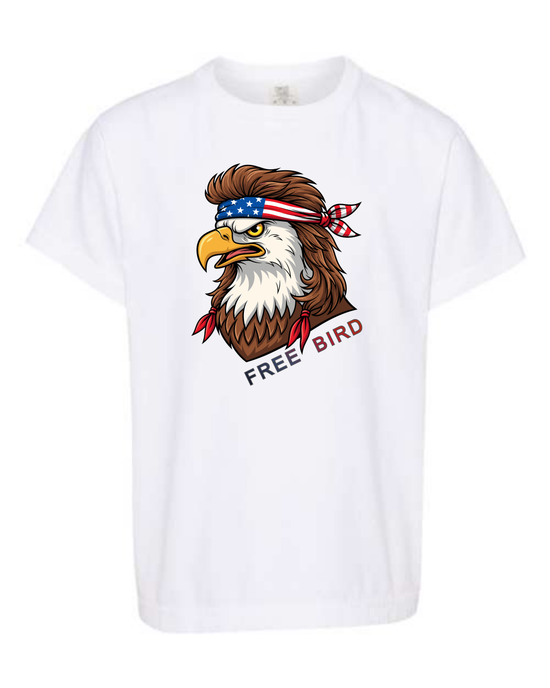 Rockin Free Bird - Comfort Colors - Heavyweight Youth Tee - Neutral Colors & Blues