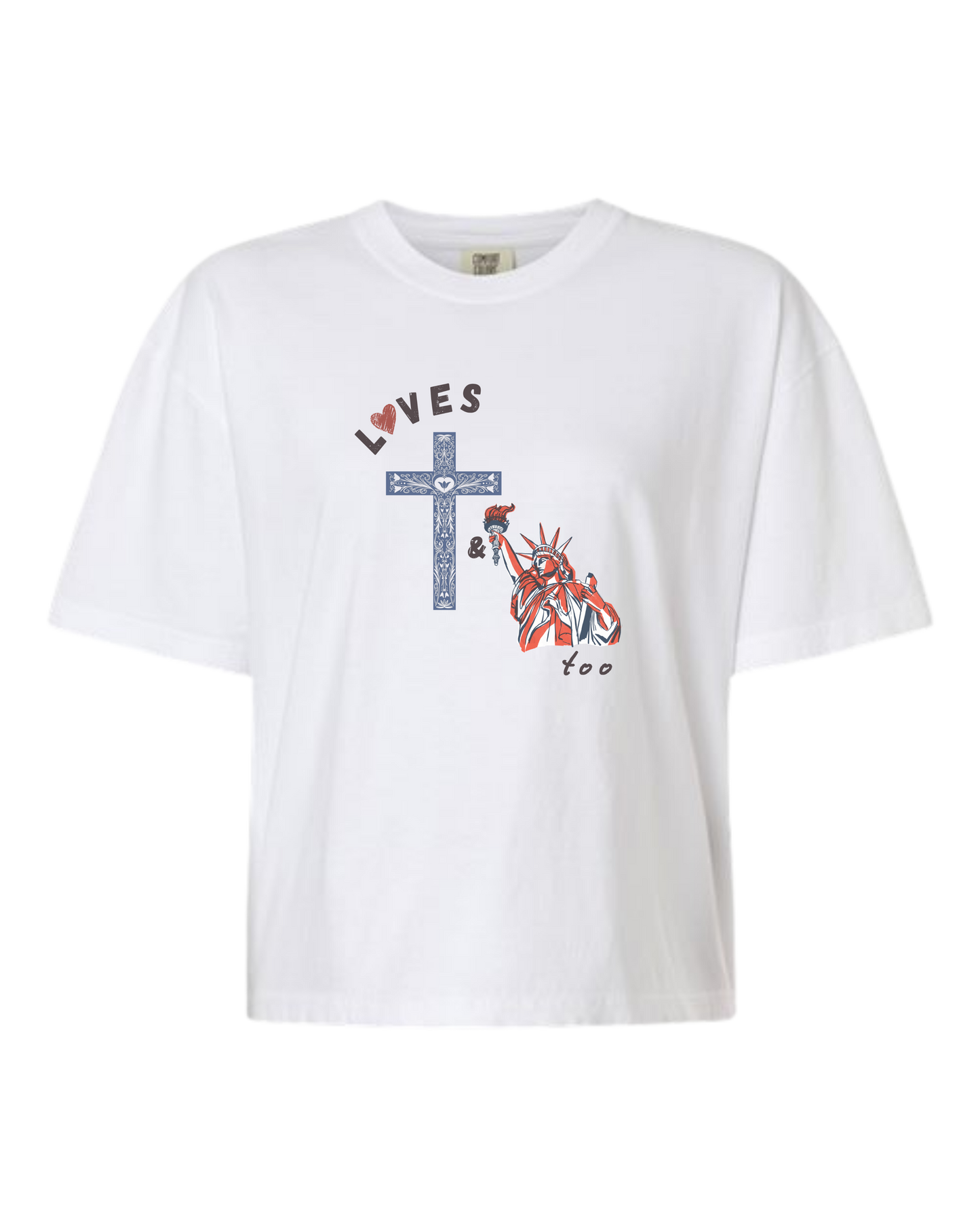 Loves Jesus & America too - Comfort Colors - Boxy T - Assorted Colors