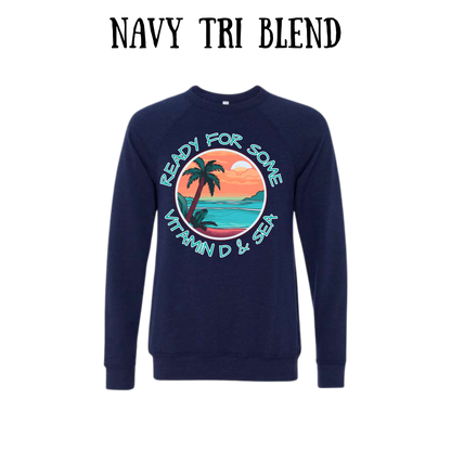 VP - Ready For Some Vitamin D & Sea - Sponge Fleece Raglan Sweatshirt - Blues, Purples