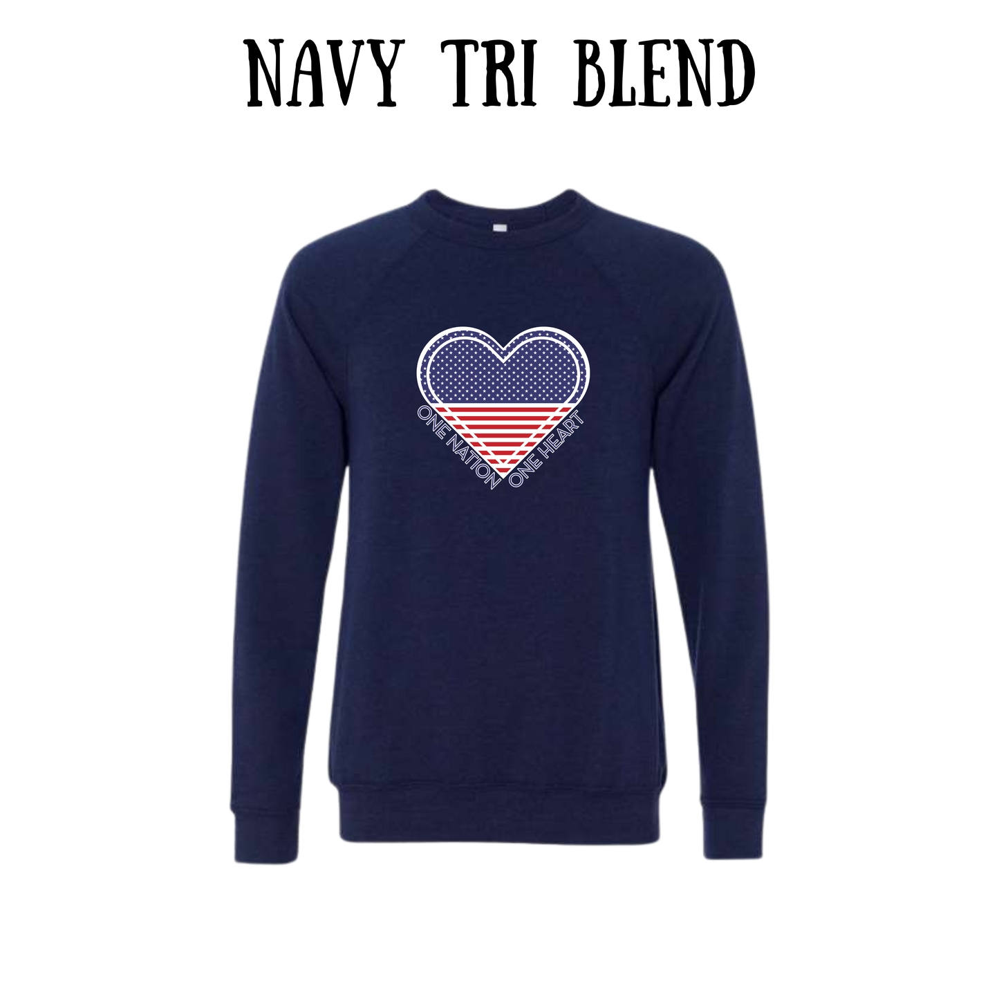 PP - One Nation One Heart - Sponge Fleece Raglan Sweatshirt - Blues, Purples