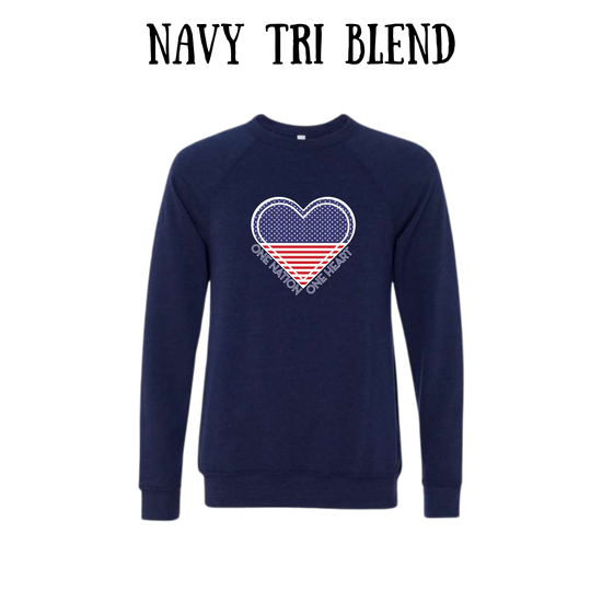 PP - One Nation One Heart - Sponge Fleece Raglan Sweatshirt - Blues, Purples