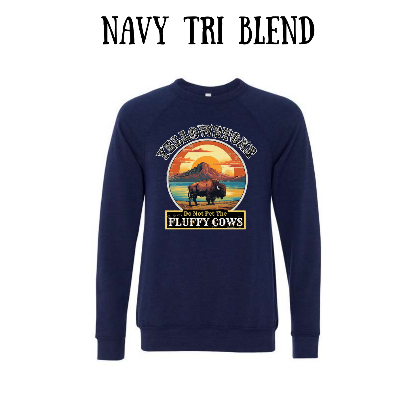CP - Yellowstone: Fluffy Cows - Sponge Fleece Raglan Sweatshirt - Blues, Purples