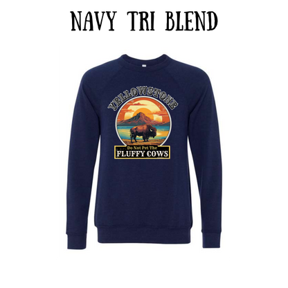 CP - Yellowstone: Fluffy Cows - Sponge Fleece Raglan Sweatshirt - Blues, Purples