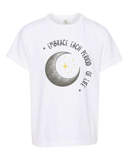 Embrace Each Period of Life - Comfort Colors - Heavyweight Youth Tee - Neutral Colors & Blues
