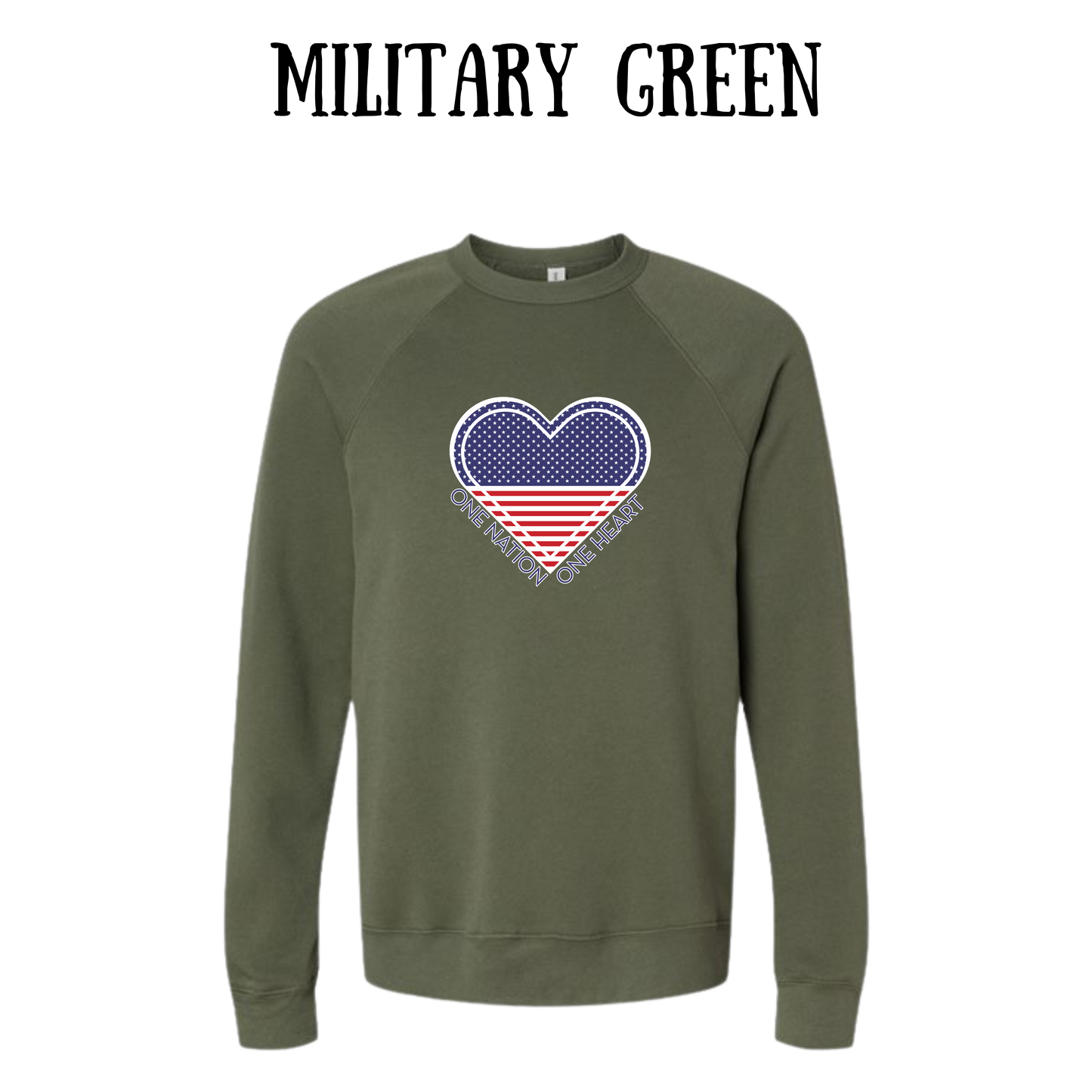PP - One Nation One Heart - Sponge Fleece Raglan Sweatshirt - Greens, Neutrals