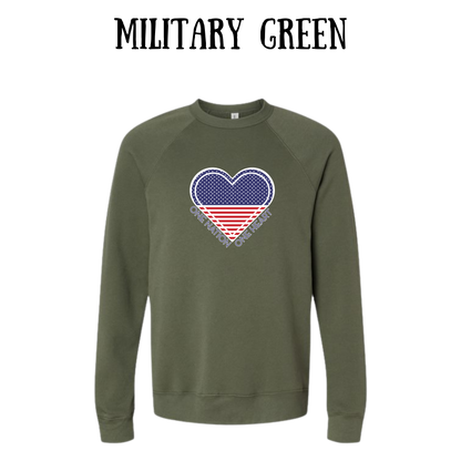 PP - One Nation One Heart - Sponge Fleece Raglan Sweatshirt - Greens, Neutrals