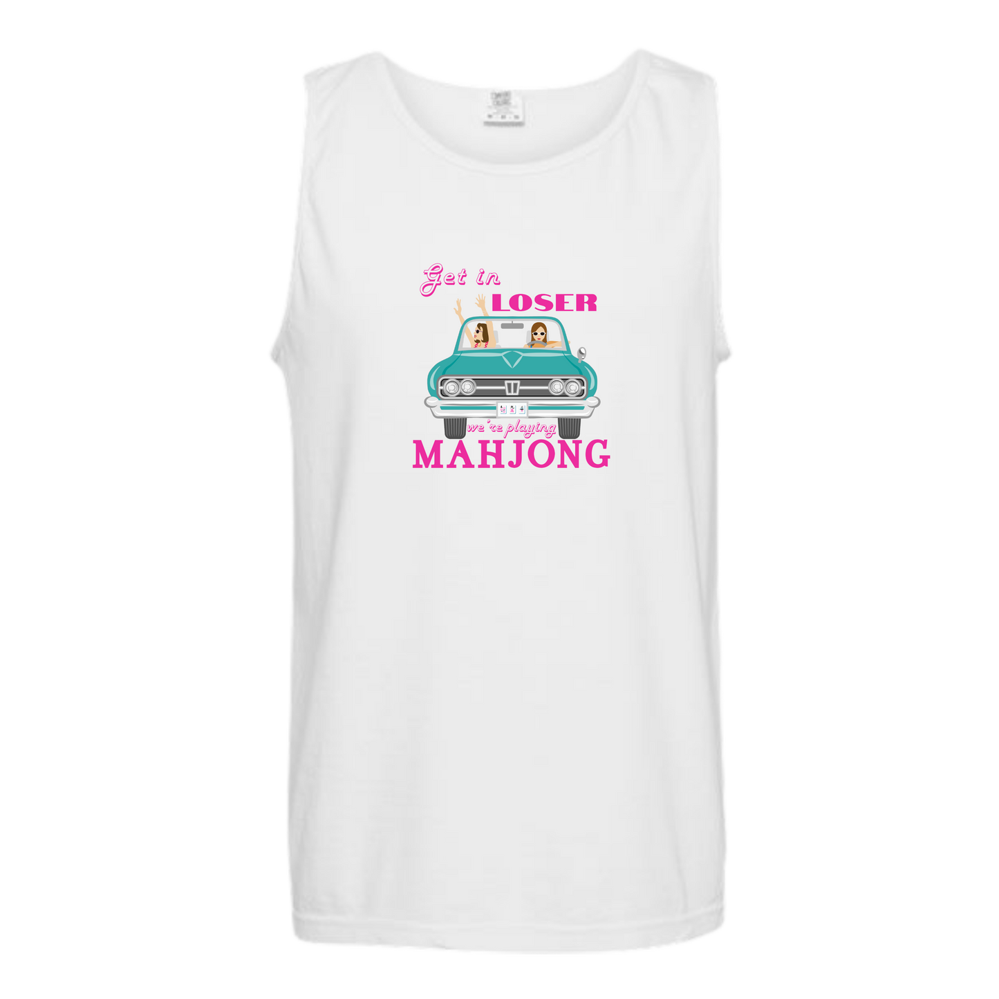 Get in Loser We're Playing Mahjong - Comfort Colors - Unisex Tank - Neutral Colors & Blues