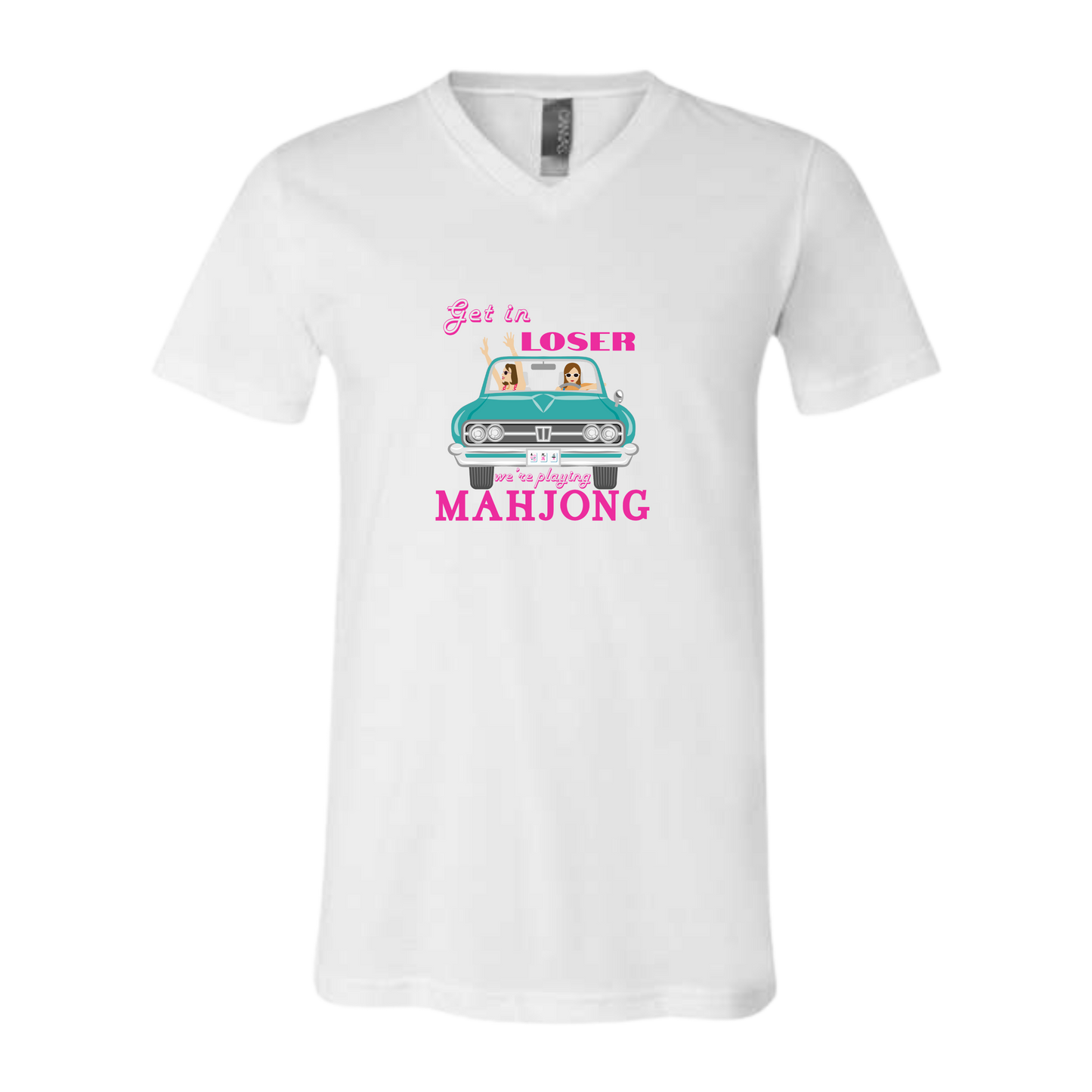 Get in Loser We're Playing Mahjong - Bella+Canvas - Unisex V-Neck - Neutral Colors