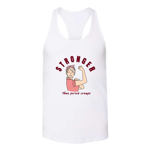 Stronger Than Period Cramps - Bella+Canvas - Women's Jersey Racerback Tank