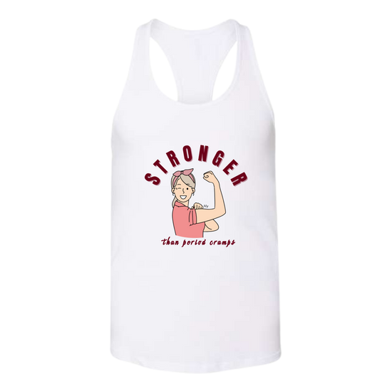 Stronger Than Period Cramps - Bella+Canvas - Women's Jersey Racerback Tank