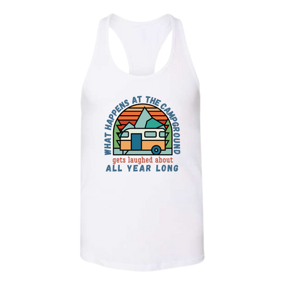 What Happens At The Campground - Bella+Canvas - Women's Jersey Racerback Tank