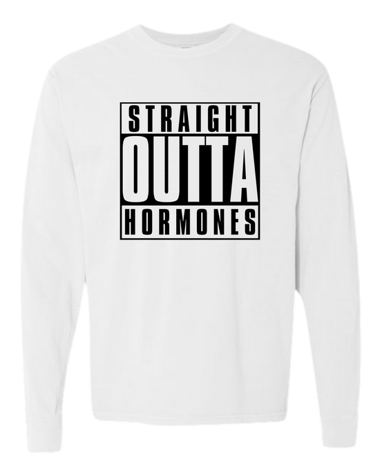 Straight Outta Hormones - Comfort Colors - Heavyweight Long Sleeve Tee - Neutral Colors