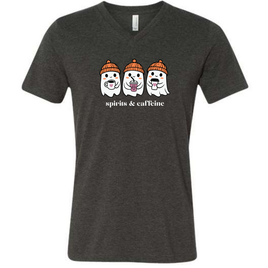 Spirits & Caffeine - Unisex V-Neck - Neutral Colors