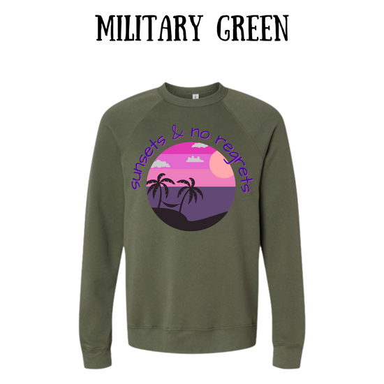 VP - Sunsets & No Regrets - Sponge Fleece Raglan Sweatshirt - Greens, Neutrals