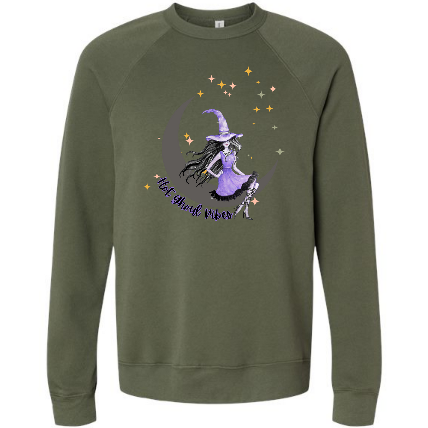 HP - Hot Ghoul Vibes - Sponge Fleece Raglan Sweatshirt - Greens, Neutrals