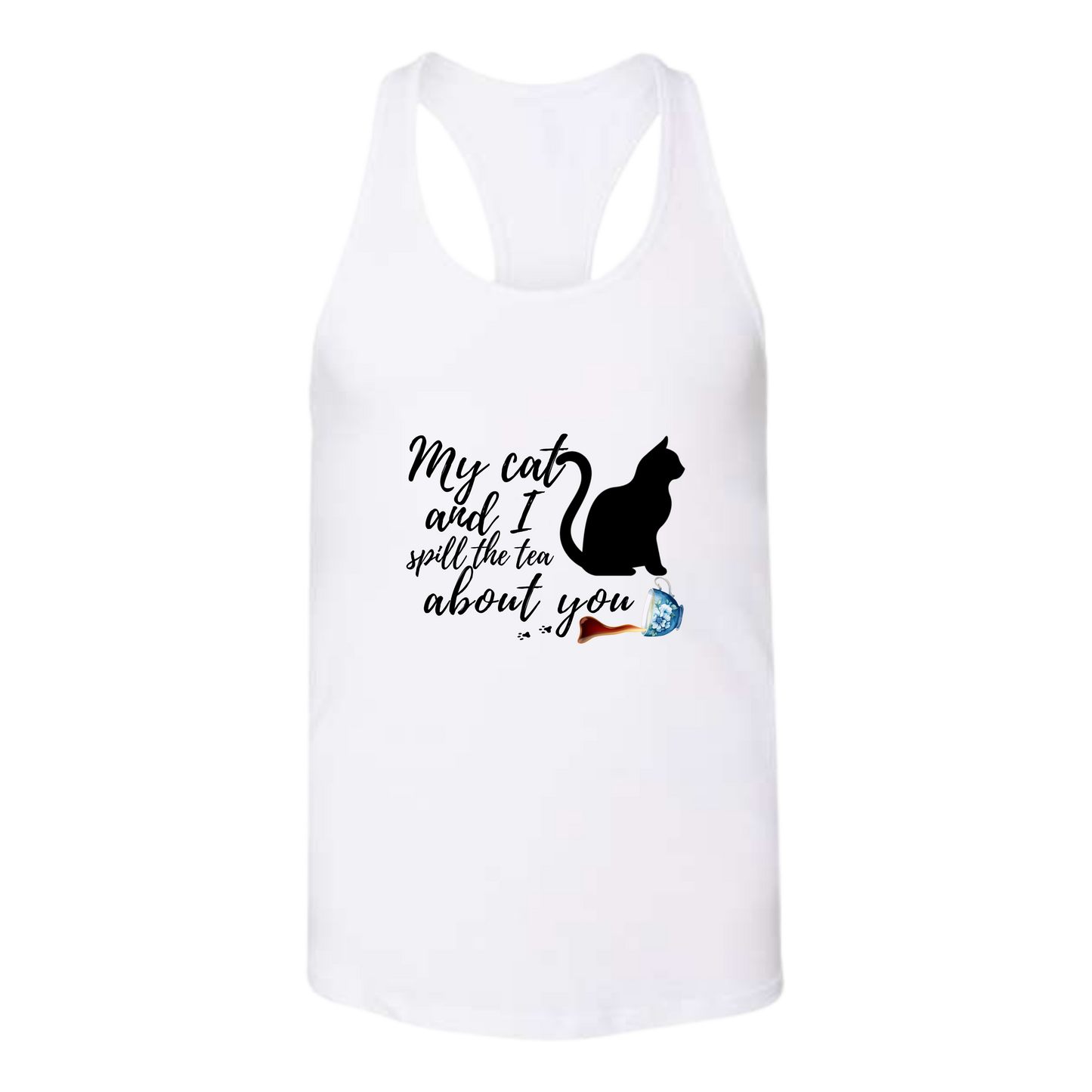 My Cat and I spill the tea about you - Bella+Canvas - Women's Jersey Racerback Tank