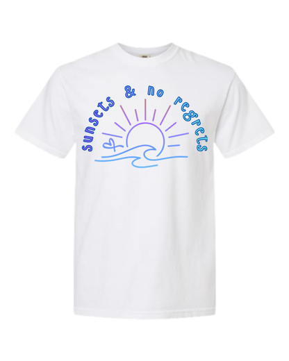 Sunsets & No Regrets - Comfort Colors - Heavyweight Unisex Tee - Neutral Colors