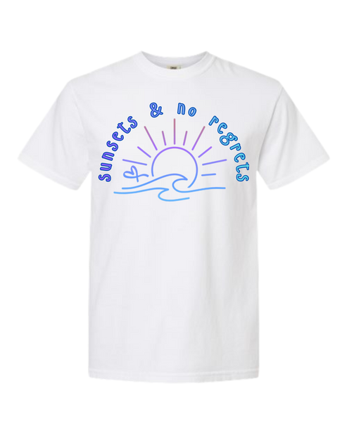 Sunsets & No Regrets - Comfort Colors - Heavyweight Unisex Tee - Neutral Colors