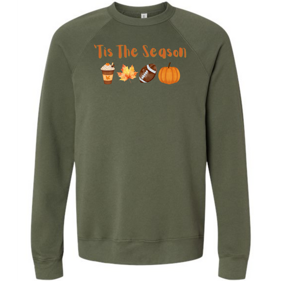 'Tis The Season - Fall - Sponge Fleece Raglan Sweatshirt - Greens, Neutrals