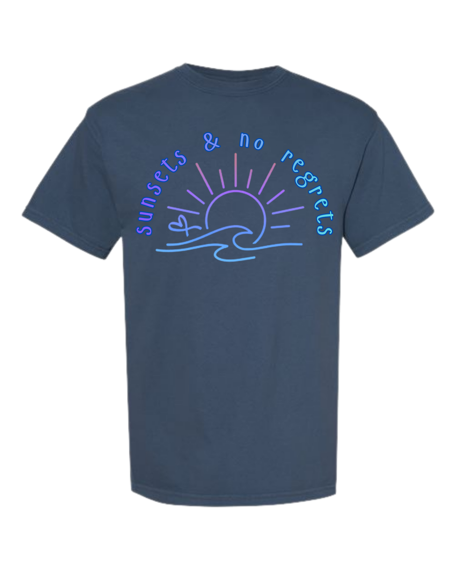 Sunsets & No Regrets - Comfort Colors - Heavyweight Unisex Tee - Blues