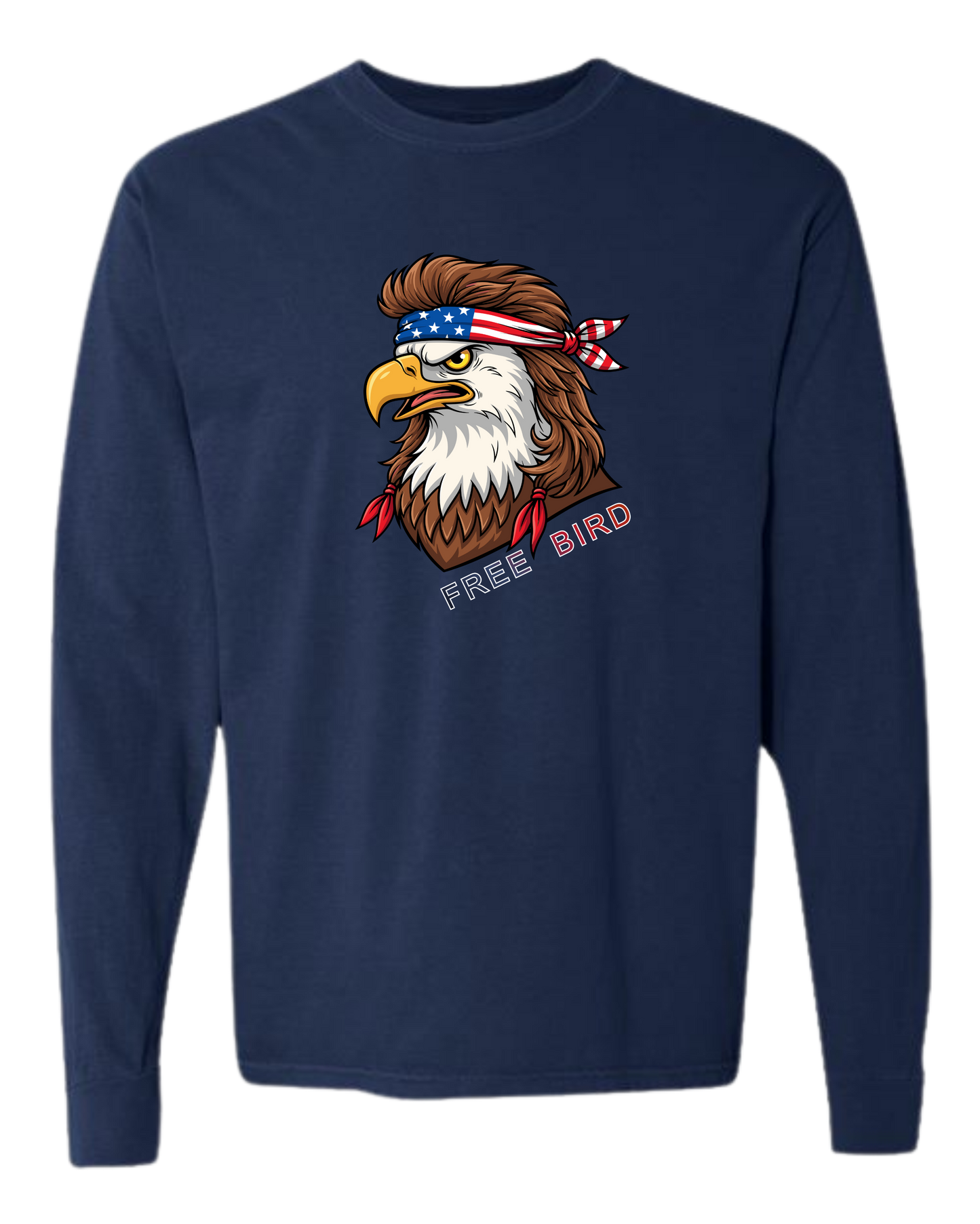 Rockin Free Bird - Comfort Colors - Heavyweight Long Sleeve Tee - Blues & Greens