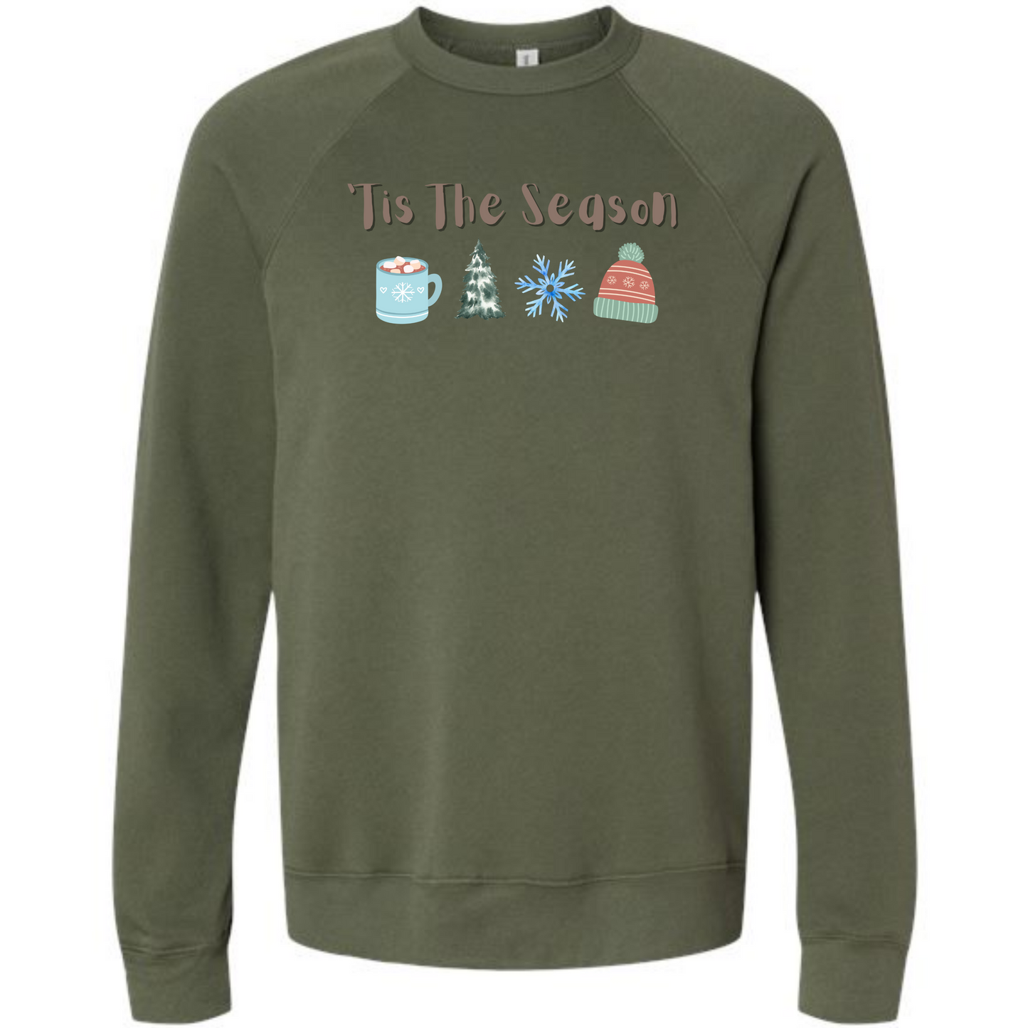 'Tis The Season - Winter - Sponge Fleece Raglan Sweatshirt - Greens, Neutrals