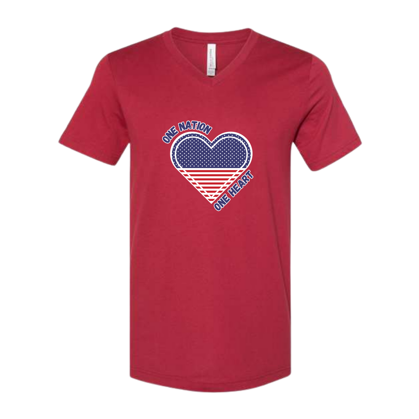 One Nation One Heart - Bella+Canvas - Unisex V-Neck - Assorted Colors