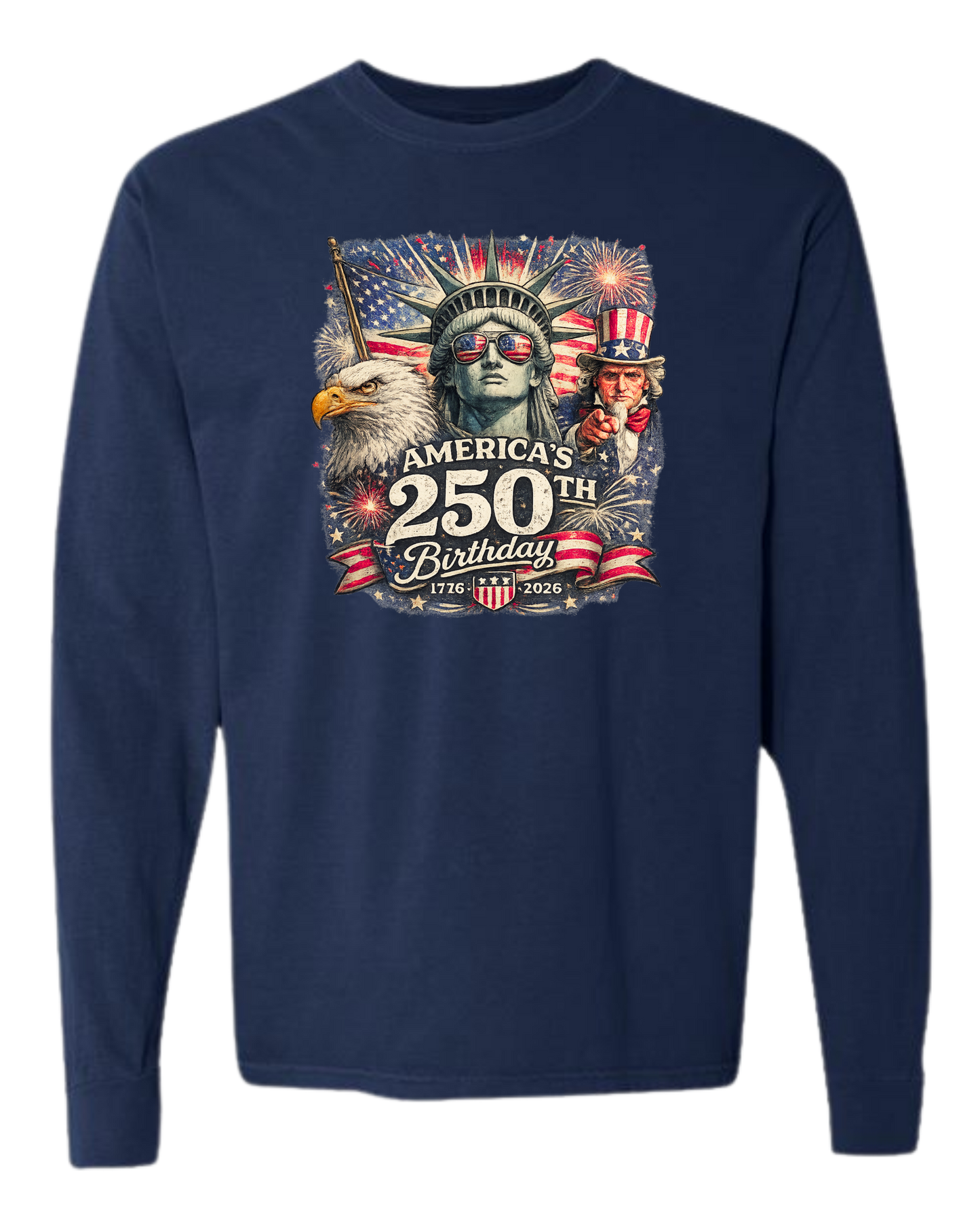 America's 250th Birthday - Comfort Colors - Heavyweight Long Sleeve Tee - Blues & Greens