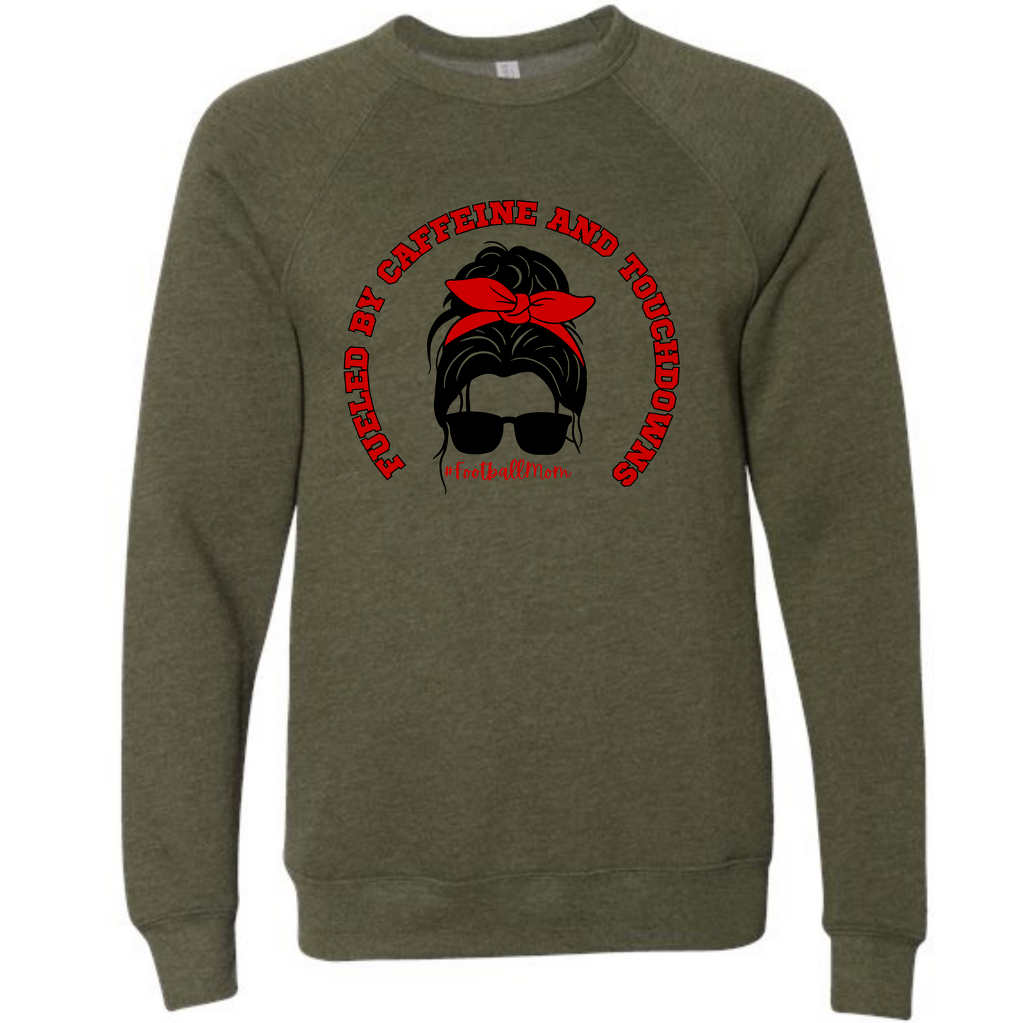 Football Moms Fueled By Caffeine and Touchdowns - Sponge Fleece Raglan Sweatshirt - Greens, Neutrals